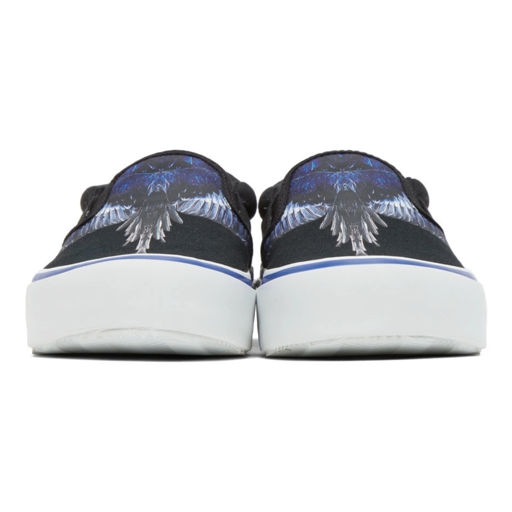 MARCELO BURLON COUNTY OF MILAN Black & Blue Wings Slip-On Sneakers size 43  9.5